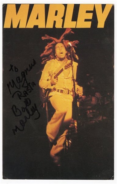 Bob Marley Signed & Inscribed "Exodus" Postcard