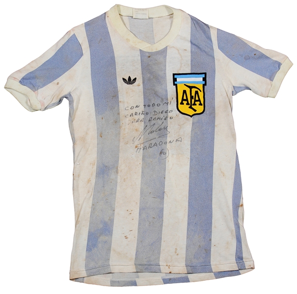 Diego Maradona 1979 Youth World Cup Final Match Worn Jersey Against Soviet Union 9/7/1979 1 Goal Scored Historic Moment! (MEARS & JSA)