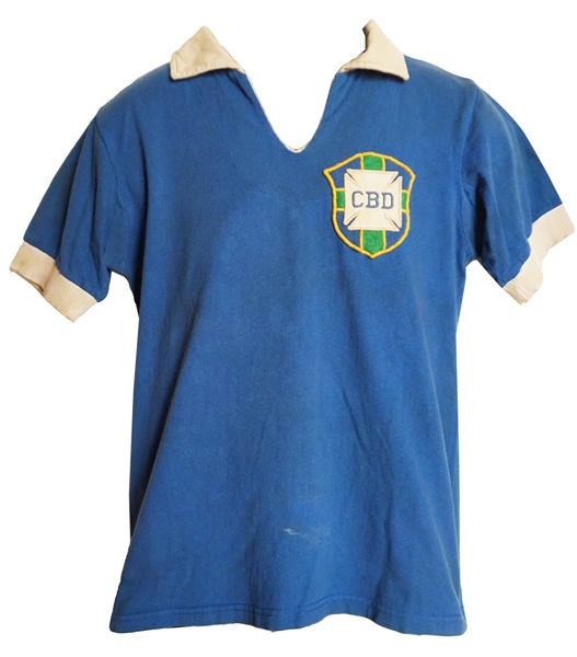Pele 1959 Match Worn Brazil National Team Blue Away Model Jersey (Ex-Teammate LOA)