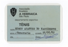 Edson Arantes Do Nascimento (Pele) Personally Owned 1982 Tennis ID Card