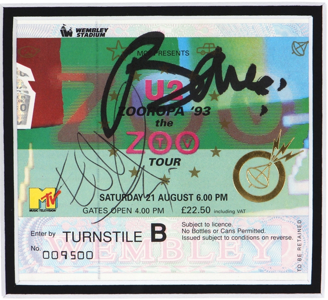 Bono and The Edge Signed 1993 U2 Concert Ticket