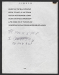 Sly Stone Handwritten Lyrics On Original Song List