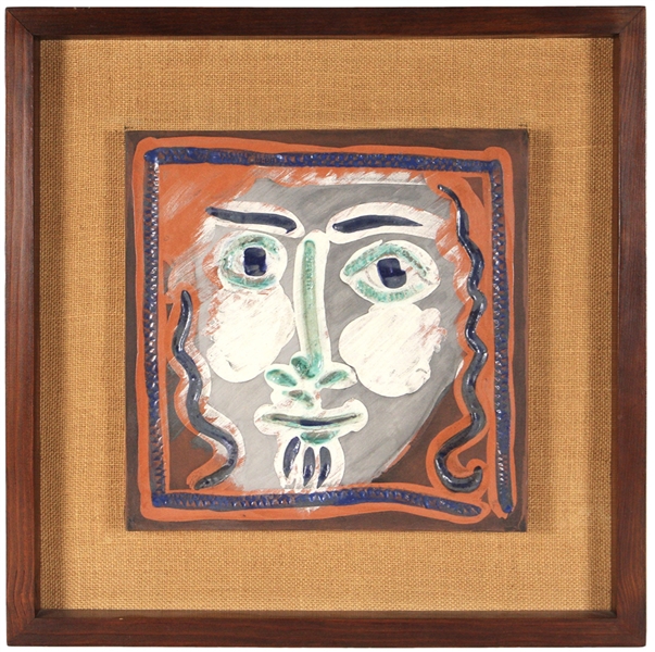 Pablo Picasso Visage aux cheveaux bouclé (A.R. 573) Terre de faïence plaque