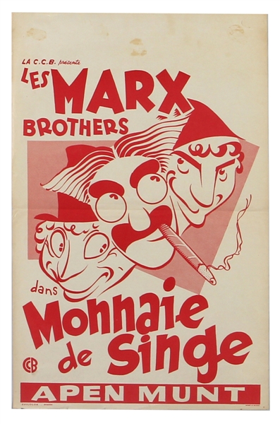 Marx Brothers Extremely Rare 1931 French "Monkey Business" Movie Poster(Monnaie de Singe)