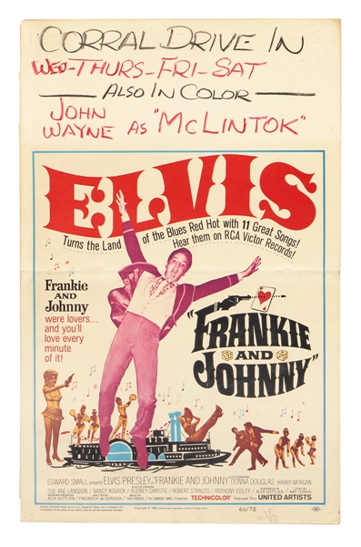 Elvis Presley Original "Frankie and Johnny" Movie Theater Poster