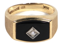 Elvis Presley Owned & Worn Diamond & Onyx 10kt Gold Ring