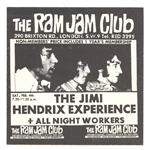 Jimi Hendrix Original 1967 The Ram Jam Club Concert Flyer