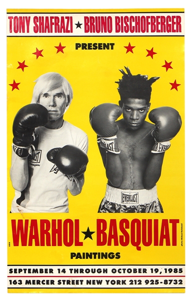 Andy Warhol and Jean-Michel Basquiat Original Art Exhibition "Boxing Style" Poster 1985