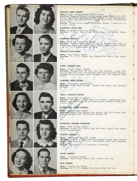 Elvis Presley Amazing Signed With Inscription 1953 High School Yearbook From Senior Year (Ex-Classmate, JSA & REAL)