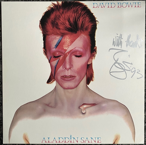 David Bowie Signed “Aladdin Sane” Re-Release Album Flat (David Bowie Autographs)
