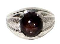 Elvis Presley Owned and Worn Sterling Silver and Brown Sapphire Ring (Colonel Parker)
