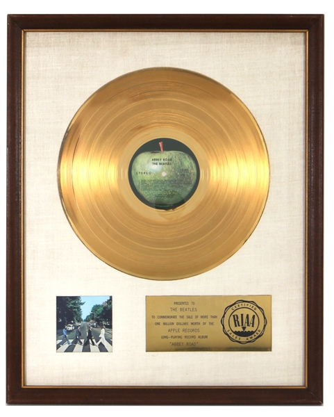 The Beatles "Abbey Road" Original RIAA White Matte Gold Record Album Award Presented to The Beatles