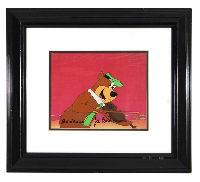 William Hanna & Joseph Barbera Signed Hanna-Barbera Original Hand Painted Yogi Bear Production Cell