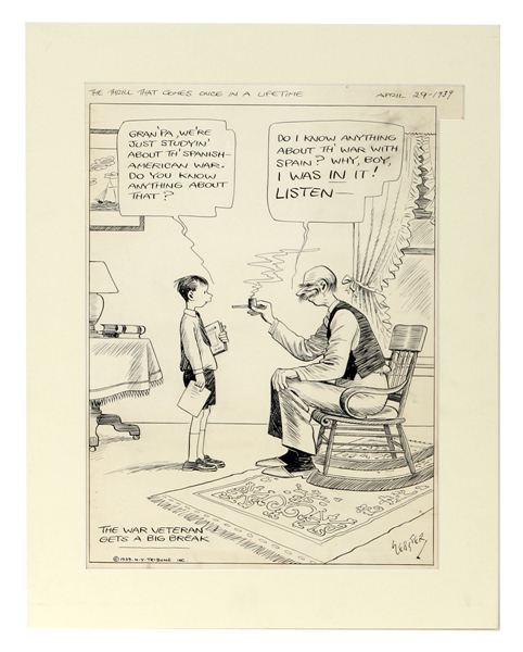 H.T. Webster The Thrill That Comes Once in a Lifetime Comic Strip Original Art (1939 NY Tribune)