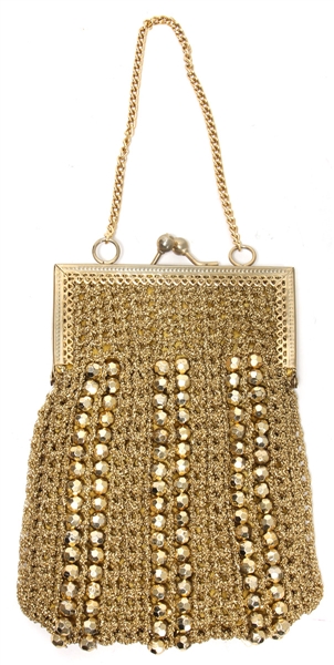 Janis Joplin Owned & Used Elaborate Gold Beaded Purse