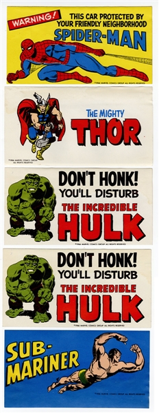 Spider-Man, Thor, Incredible Hulk and Sub-Mariner Original 1960s Marvel Vintage Stickers
