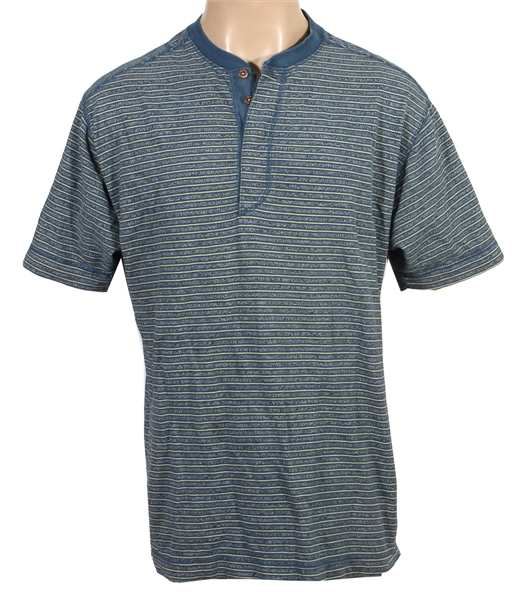 Nirvana Kurt Cobain Owned & Stage Used Blue and Yellow Striped Shirt