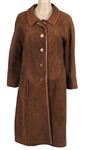 Janis Joplin Owned & Worn Long Brown Suede Coat with Snakeskin Collar