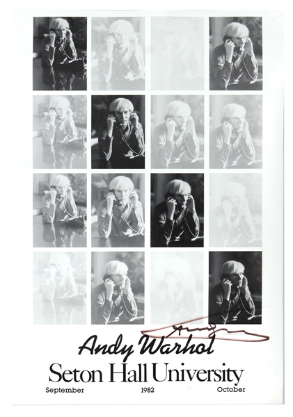Andy Warhol Signed Original 1982 Seton Hall University Art Exhibition Poster 