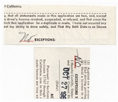 Jim Morrison Signed DMV License Document with Right Thumb Fingerprint (JSA)