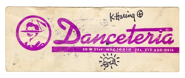 Keith Haring Signed and Depiction Danceteria Ticket