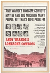 Andy Warhol “Lonesome Cowboys” Original Movie Poster
