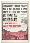 Andy Warhol “Lonesome Cowboys” Original Movie Poster