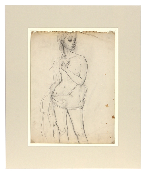 Edie Sedgwick Original Self Portrait Model Sketch (circa 1965)