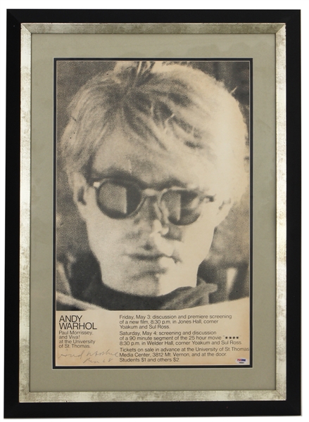 Andy Warhol Vintage Signed 1968 University of St. Thomas Poster (PSA)