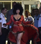 Lady Gaga 2014 Istanbul Worn Orange Satin and Fur Dressing Gown with Matching Shorts