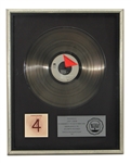 Foreigner "4" Original RIAA Platinum Record Award (Judy Libow Collection)