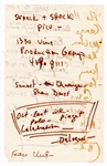 Sammy Davis, Jr. Handwritten Note