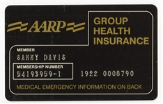 Sammy Davis Jr. Original Health Insurance Card