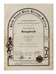 Sammy Davis, Jr. Original Rhode Island Black Heritage Society Charter Membership Certificate