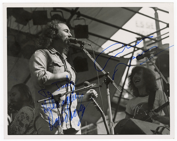 David Crosby "To Judy" Signed & Inscribed and Graham Nash Signed Photograph JSA