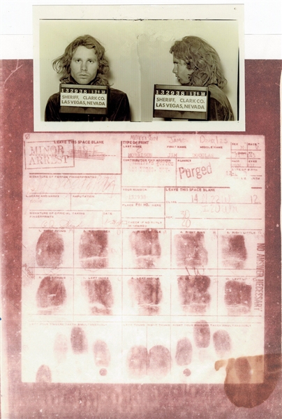 Jim Morrison Original 1968 Las Vegas Arrest Archive