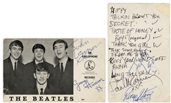 A Beatles McCartney & Harrison Handwritten Concert Set List, Additionally Autographed By The Beatles of Spring 1963 (Caiazzo & JSA)