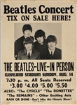 The Beatles Original 1966 Cleveland Stadium Rare Cardboard Concert Poster