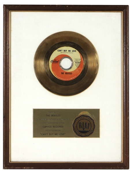 The Beatles “Can’t Buy Me Love” RIAA White Matte Original First Presentation “Coin” Award Presented to The Beatles