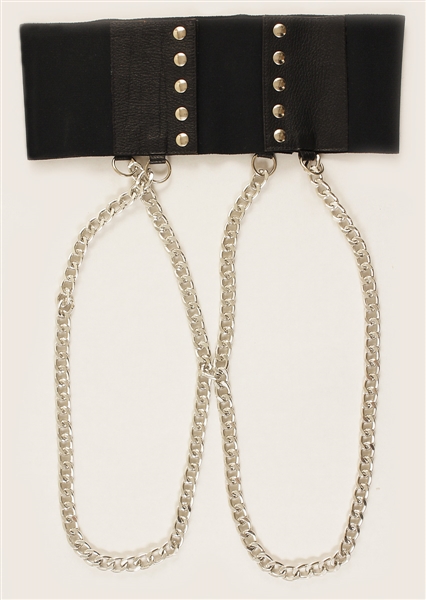 Michael Jackson "Bad Tour" Stage Worn Wide Black Belt With Leg Chains