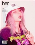 Billie Eilish her. Magazine Cover Worn Custom Purple & Black Neon Shirt