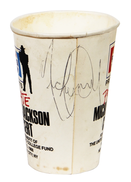 Michael Jackson Owned, Used, and Signed 1988 Benefit Concert Pepsi Cup JSA, Cascio