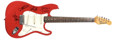 Creed Band Signed Red Fender Guitar