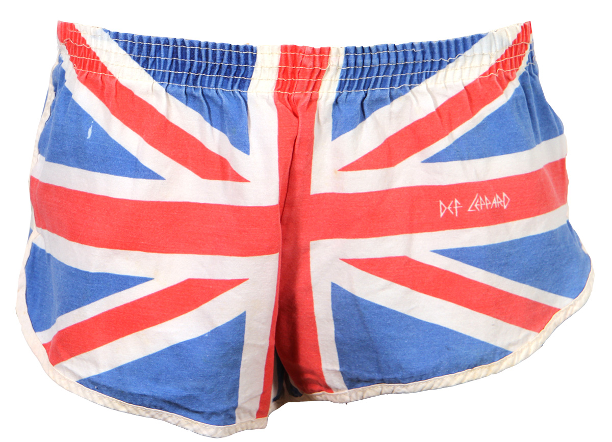 Lot Detail - Def Leppard Original Promotional Union Jack Shorts