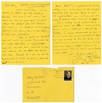 AC/DC Bon Scott 1975 Handwritten & Signed Two-Page Letter with Drawing 