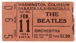 The Beatles 1964 Washington Coliseum Ticket Stub (First American Beatles Concert)