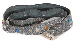 Michael Jackson Owned & Worn Colorfully Studded Grey Belt