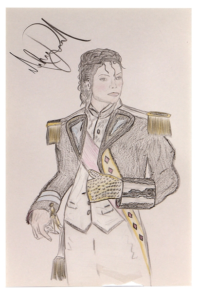 Michael Jackson Signed Hand-Drawn Self-Portrait (REAL)