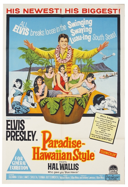 Elvis Presley "Paradise - Hawaiian Style" Vintage Original Movie Poster
