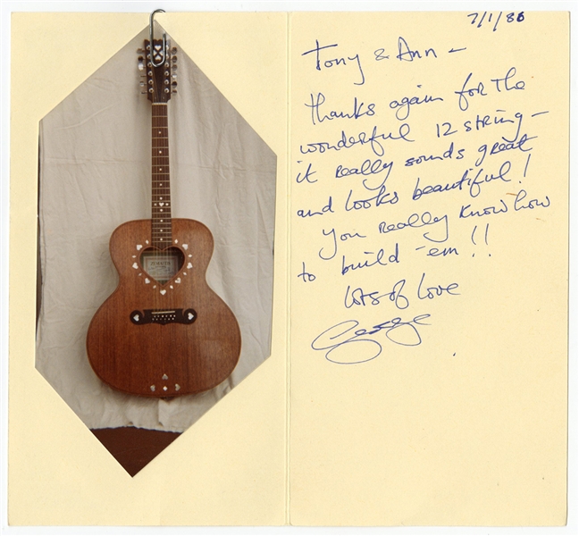 George Harrison Signed Handwritten January 7, 1986 Card to British Luthier, Tony Zemaitis (REAL)